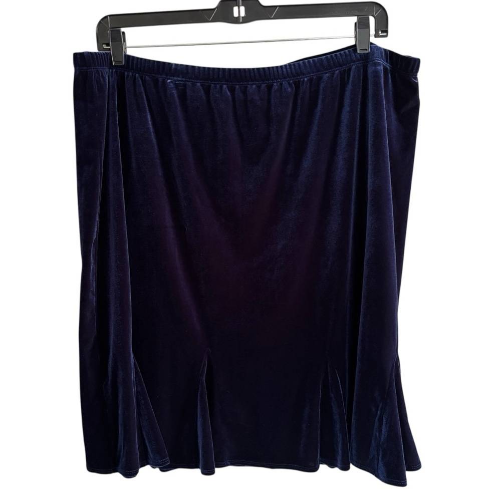 Susan Graver Stretch Velvet Skirt A-Line Pull-On Pleated Office Casual 2X